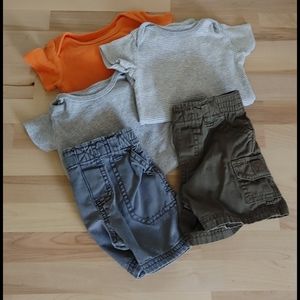 🌻9 M Bundle 3 Carter's bodysuits & 2 Circo shorts